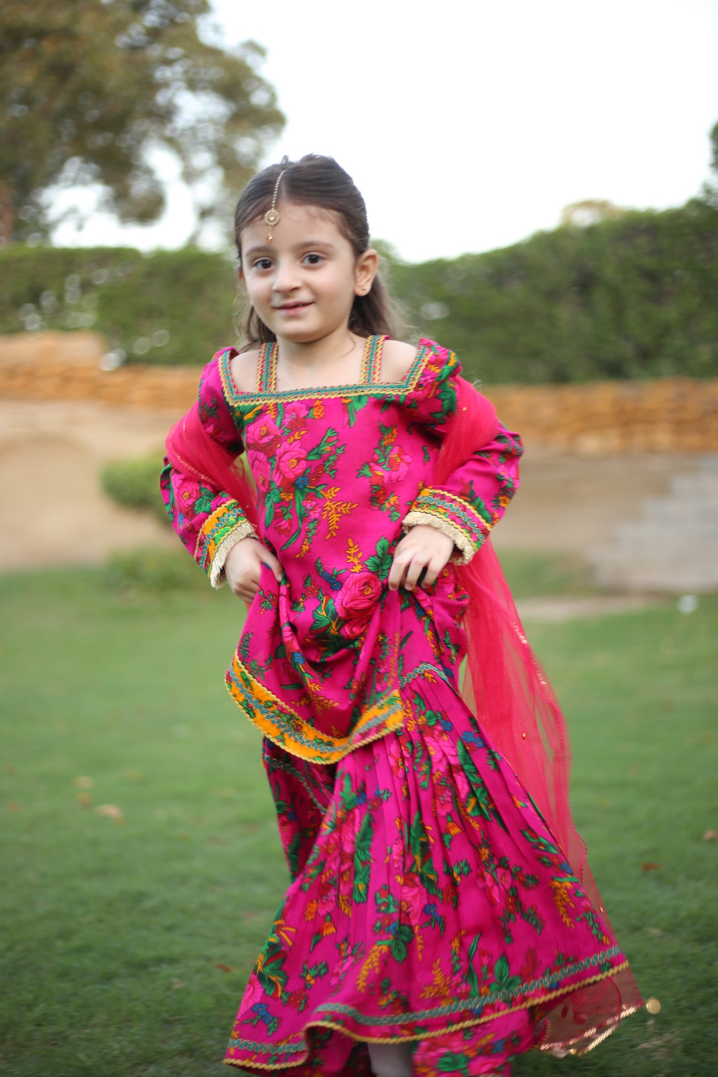 Gulabi Sumbul - Floral print embellished Gharara 3 pc