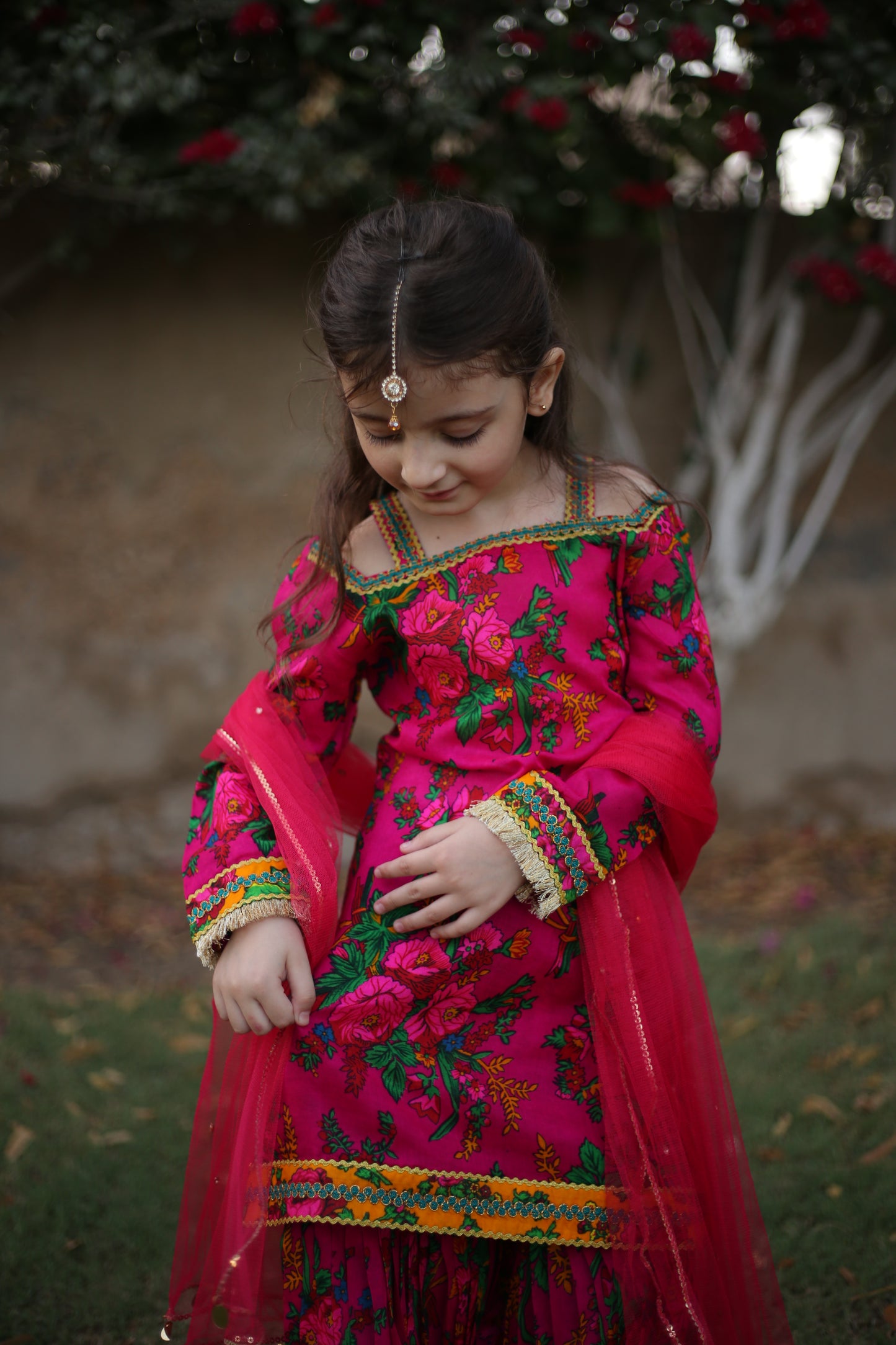 Gulabi Sumbul - Floral print embellished Gharara 3 pc