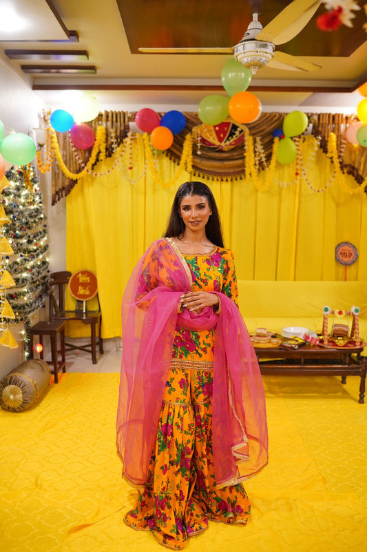 Mustard Gharara Set