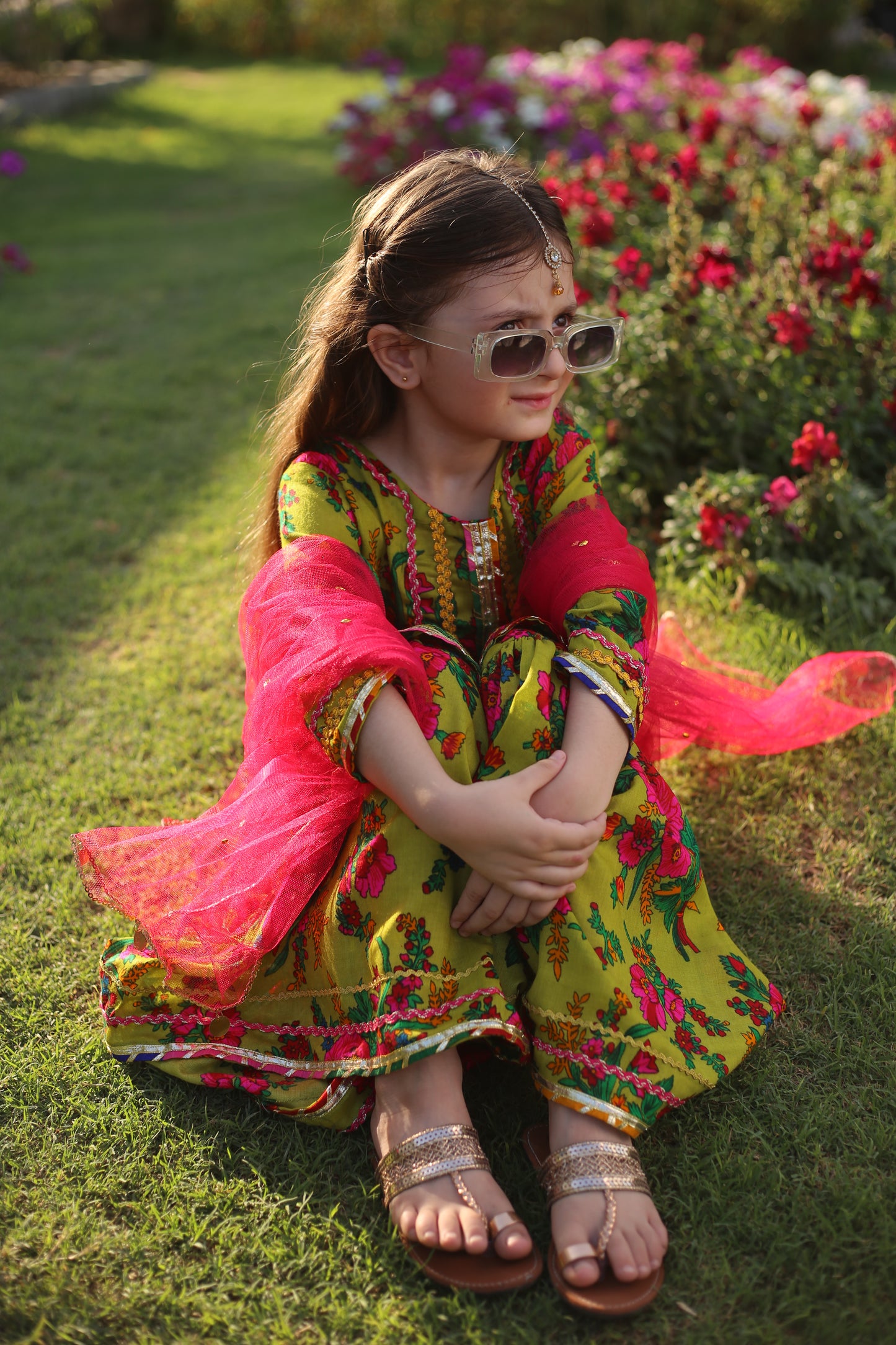 Sabz Rang -Floral print embellished Gharara Set 3 PC