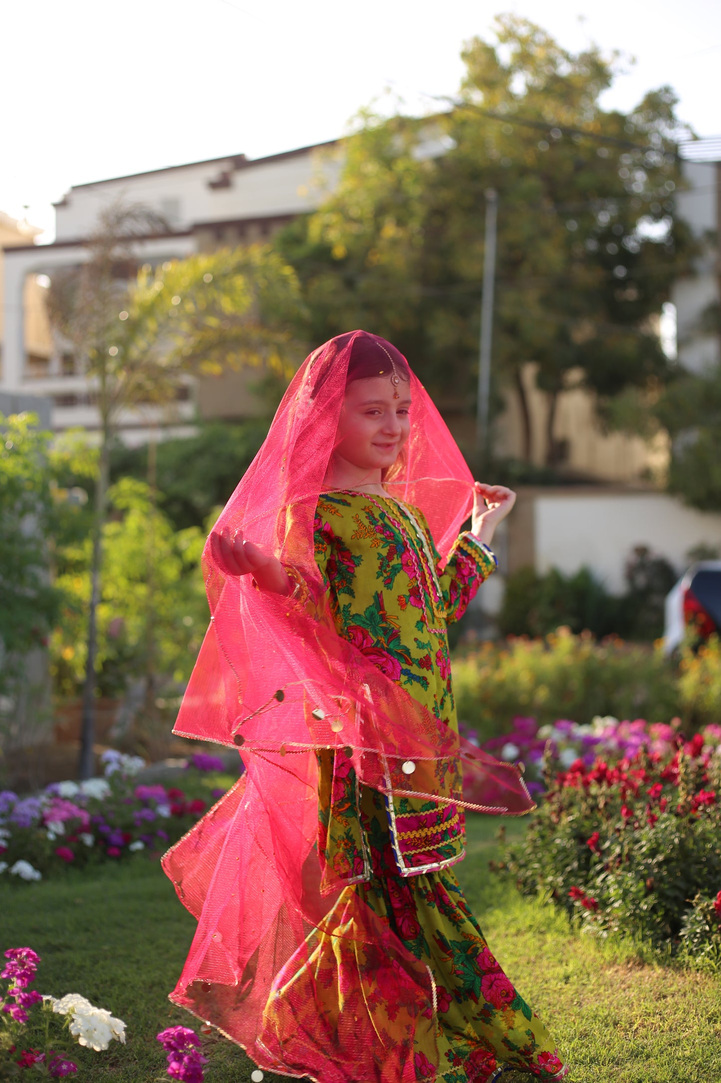 Sabz Rang -Floral print embellished Gharara Set 3 PC