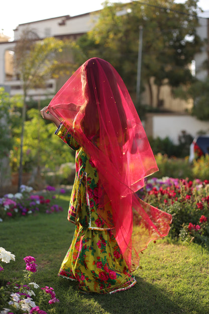 Sabz Rang -Floral print embellished Gharara Set 3 PC