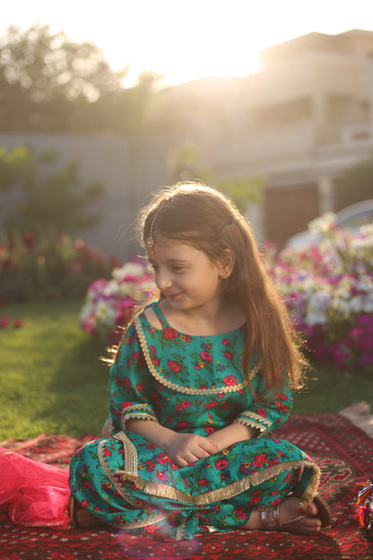 Gulbahar - Floral Teal suit 3 pc