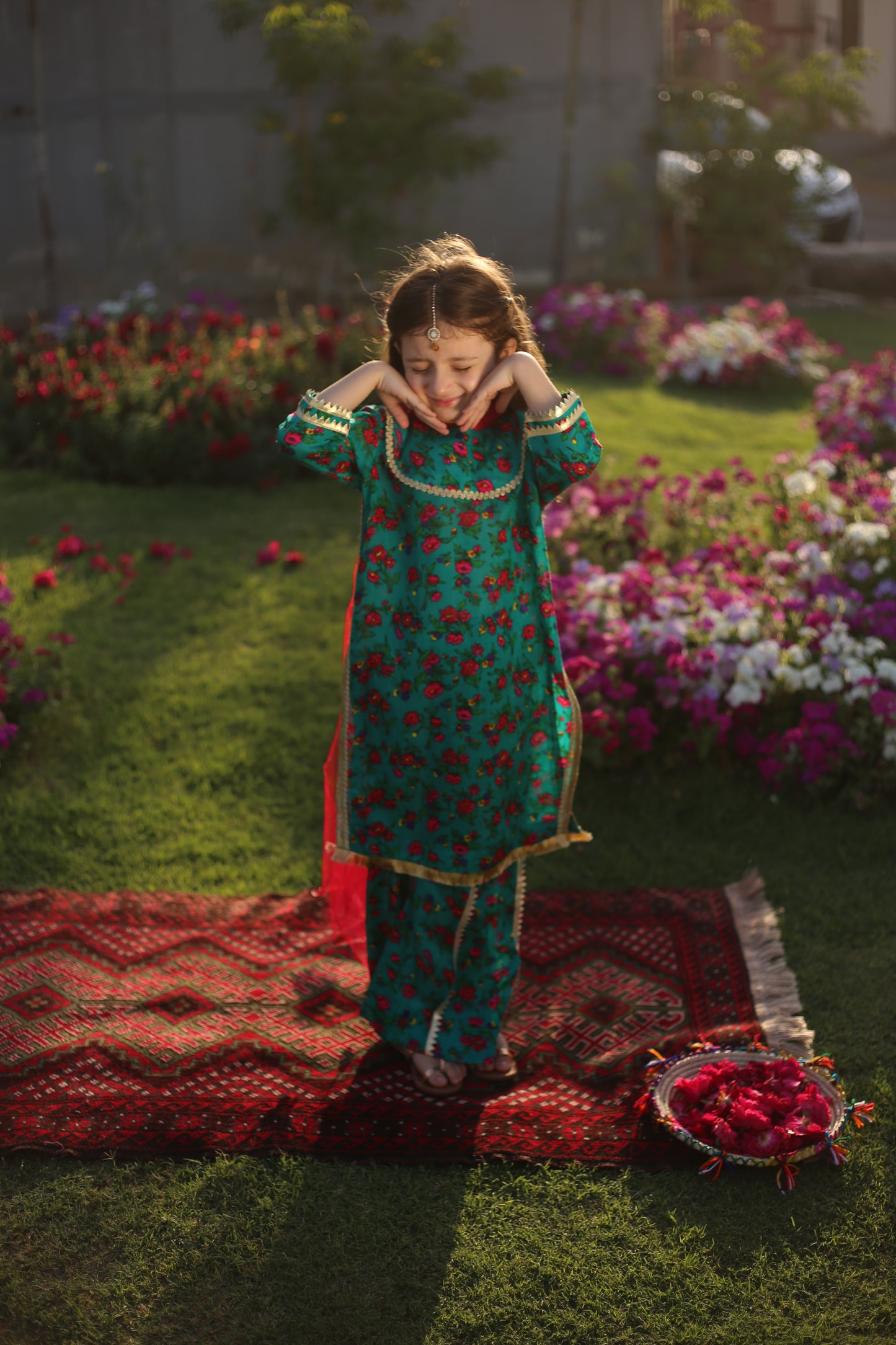 Gulbahar - Floral Teal suit 3 pc