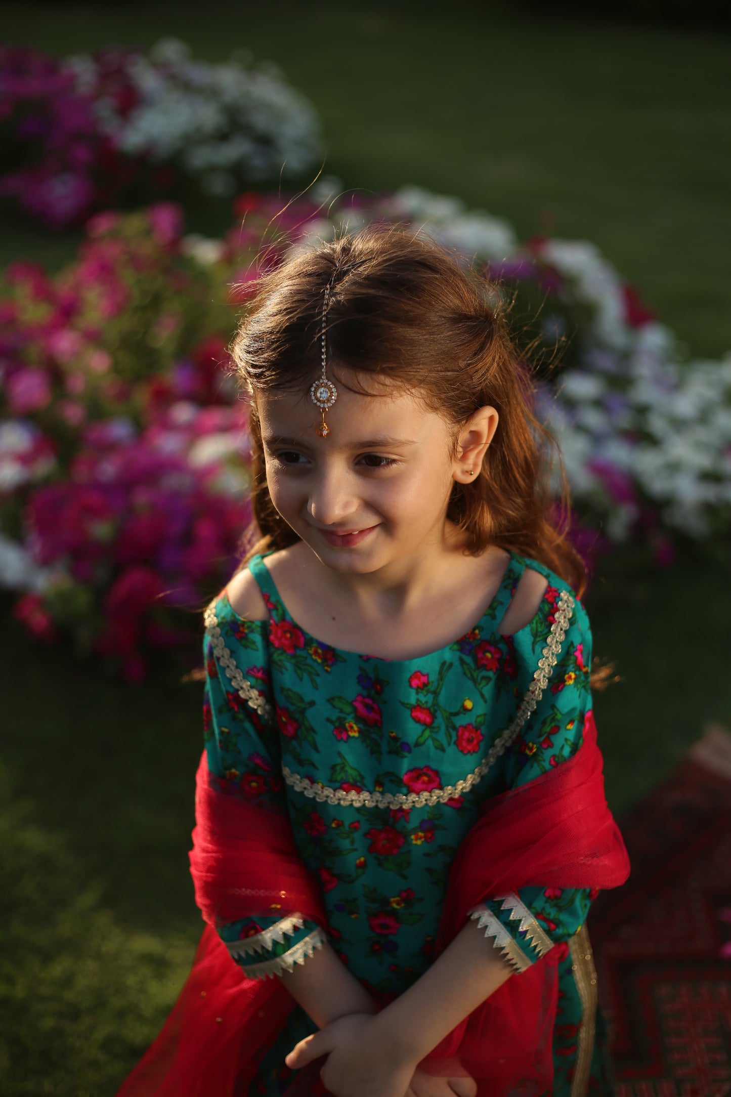 Gulbahar - Floral Teal suit 3 pc