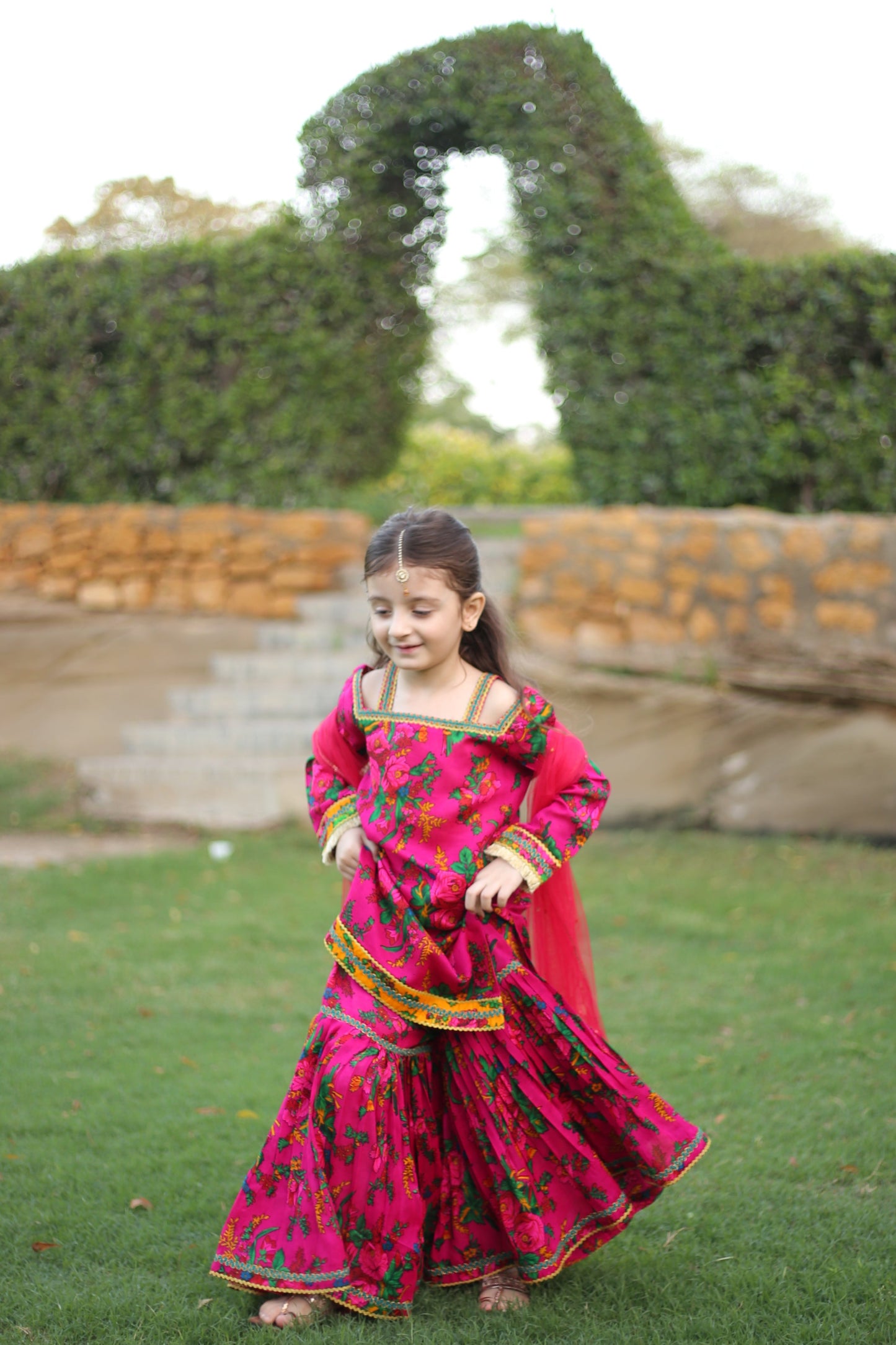 Gulabi Sumbul - Floral print embellished Gharara 3 pc