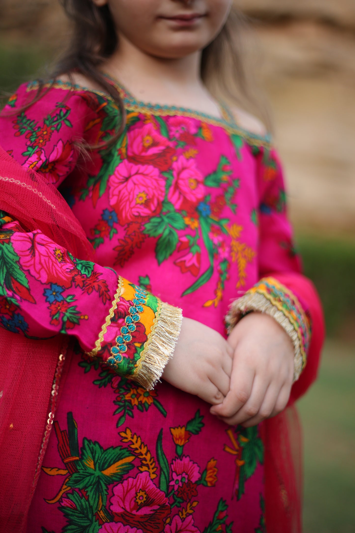 Gulabi Sumbul - Floral print embellished Gharara 3 pc